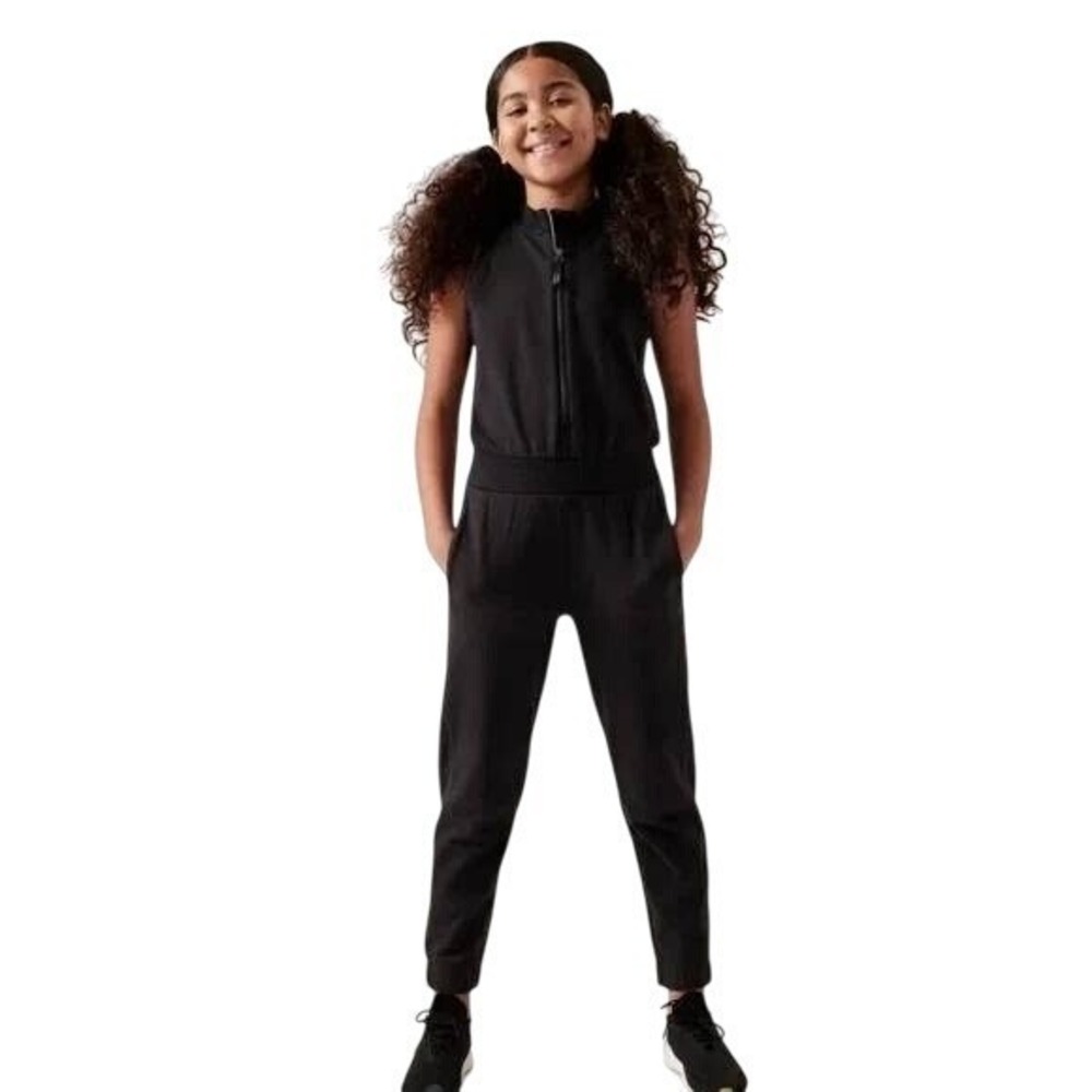 $75 EUC ATHLETA GIRL X ALLYSON FELIX Legend active‎ Jumpsuit L 12 black organic